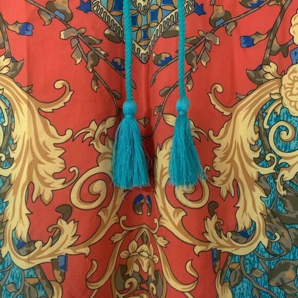 NWT Boho Dress & Beach cover up, Sz S, light fabric,Tassel front - Picture 3 of 8